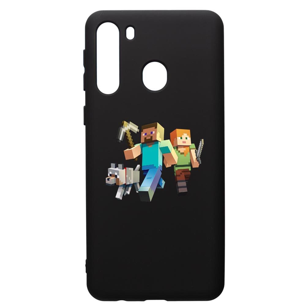Husa de protectie Samsung Galaxy A21S, Minecraft, silicon, cu interiorul din material textil, protectie camera, PB730