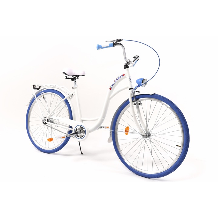 Велосипед Dallas™ City, 1 скоростен, Kолела 28", Бял/Син, 155-185 cm височина