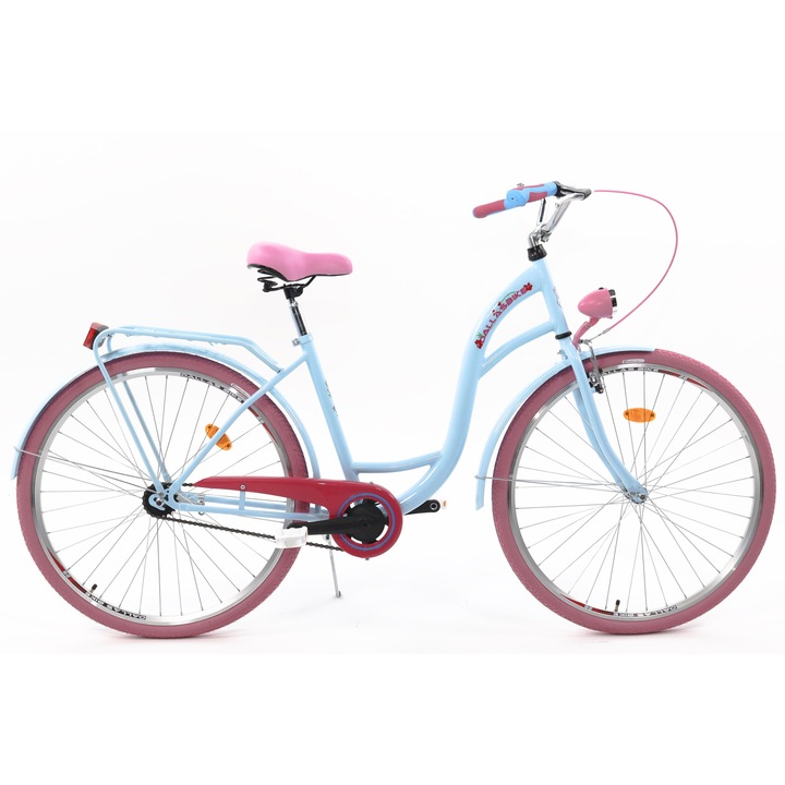 Велосипед Dallas™ City, 1 скоростен, Kолела 28", Син/Розов, 155-185 cm височина