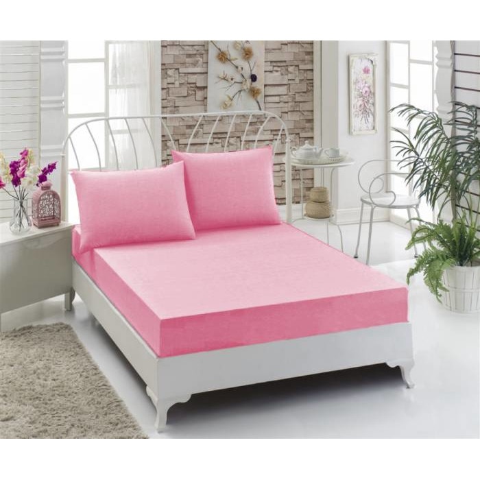 Set cearsaf pat cu fete perna Trendy,Roz, 3 piese, Ozdilek