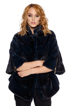 Haina din blana naturala, CuAnna, Negru albastrui Haina din blana naturala, CuAnna, Negru albastrui
