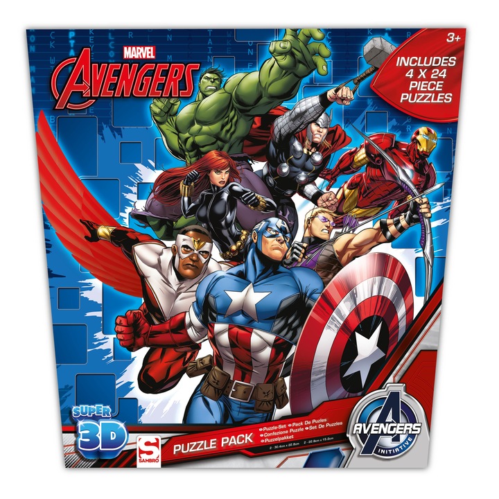 Комплект от 4 пъзела Avengers 3D 4 x 24 части