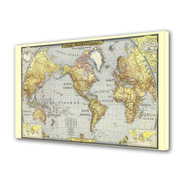 Tablou Canvas Harta lumii Veche, 20 x 30 cm
