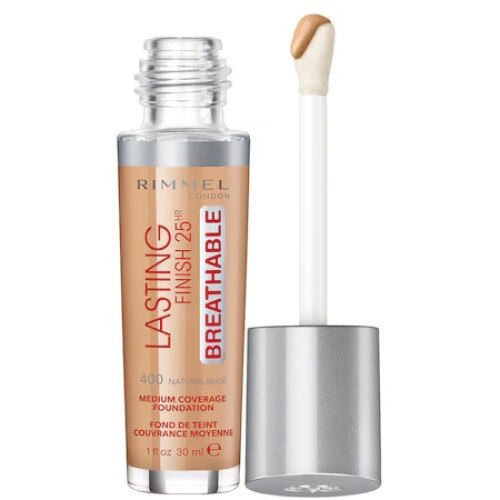 Fond de ten ,Rimmel London,Lasting Finish 25 HR Breathable 400Natural Beige,30 ml,SPF 20