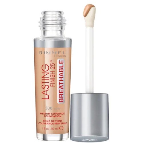 Fond de ten ,Rimmel London,Lasting Finish 25 HR Breathable 300 Sand,30 ml,SPF 20