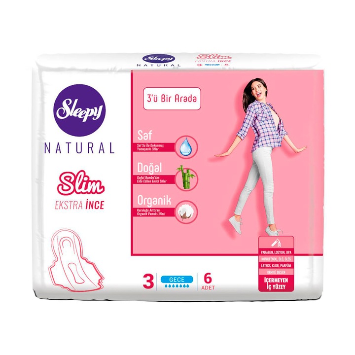 Absorbante Sleepy Natural Night Slim 7 pic 6 buc