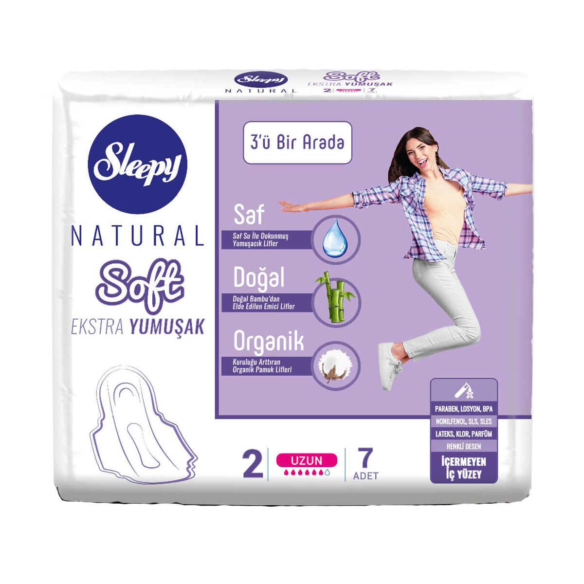 Absorbante Sleepy Natural Long Soft 6 pic 7 buc