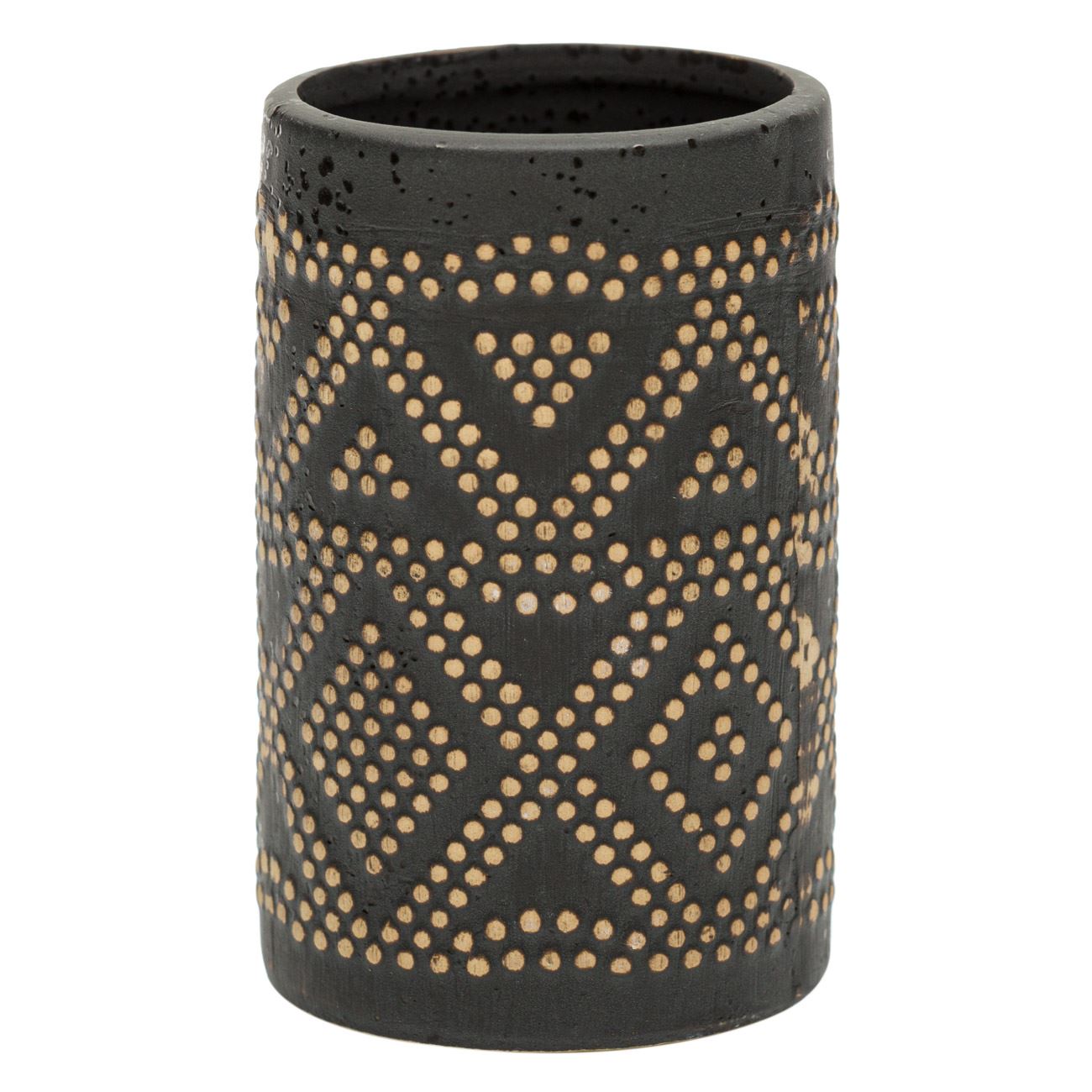 Suport periuta de dinti, Zola, negru cu model puncte, 7x11.5 cm