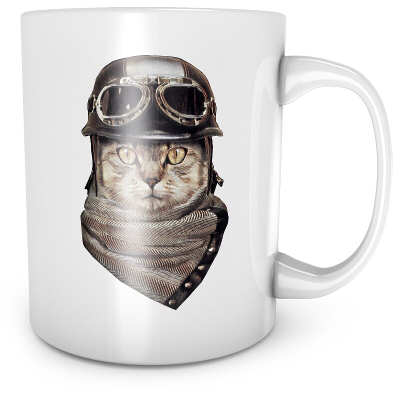 Cana Pisica Biker, alba, 330 ml