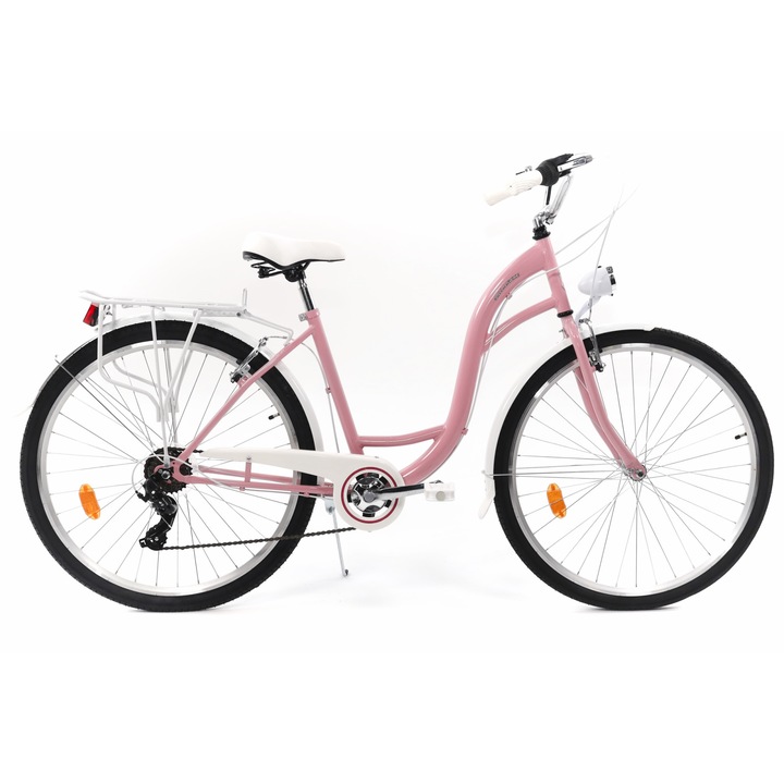 Велосипед Dallas™ City, 7 скоростен, Kолела 28", Розов/Бял, 155-185 cm височина