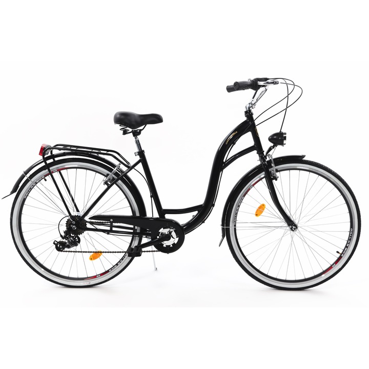 Велосипед Dallas™ City, 7 скоростен, Kолела 28", Черен, 155-185 cm височина