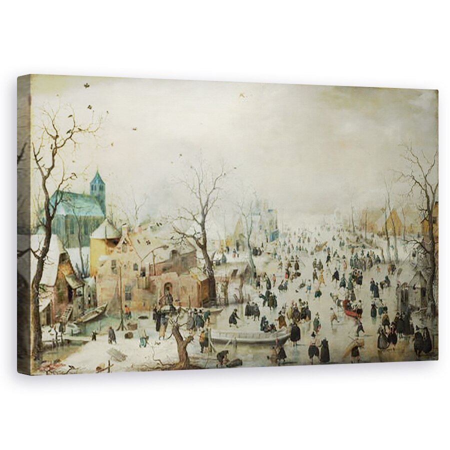 Tablou canvas - Hendrik Avercamp - Peisaj de iarna cu patinatori. c.1608 , 50 x 80 cm