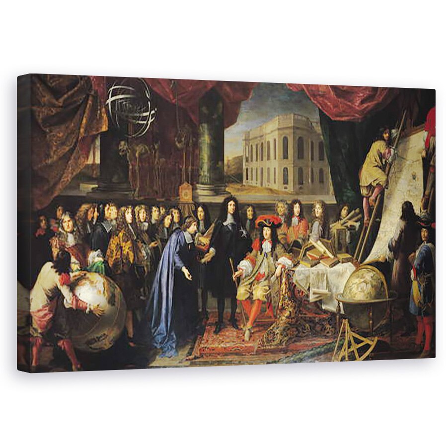 Tablou canvas - Henri Testelin - Jean-Baptiste Colbert 1619-1683 Prezentarea membrilor Academiei Regale de stiinta lui Ludovic al XIV-lea 1638-1715 c.1667 , 60 x 100 cm