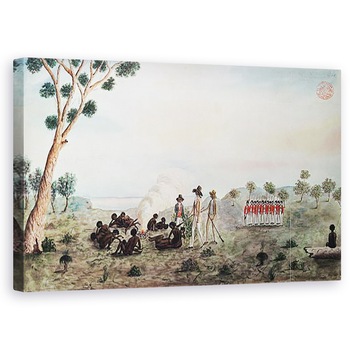 Tablou canvas - Port Jackson Painter - Dl White, Harris si Laing cu un partid de soldati care viziteaza Botanica Bay Colebee la acel loc cand sunt raniti langa Botanica Bay, 50 x 80 cm Tablou canvas - Port Jackson Painter - Dl White, Harris si Laing cu un partid de soldati care viziteaza Botanica Bay Colebee la acel loc cand sunt raniti langa Botanica Bay, 50 x 80 cm