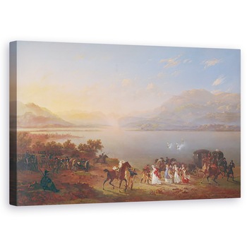 Tablou canvas - Hippolyte Lecomte - imparateasa Josephine 1763-1814 sosind sa-l viziteze pe Napoleon 1769-1821 in Italia, pe malul lacului Garda, 50 x 80 cm Tablou canvas - Hippolyte Lecomte - imparateasa Josephine 1763-1814 sosind sa-l viziteze pe Napoleon 1769-1821 in Italia, pe malul lacului Garda, 50 x 80 cm