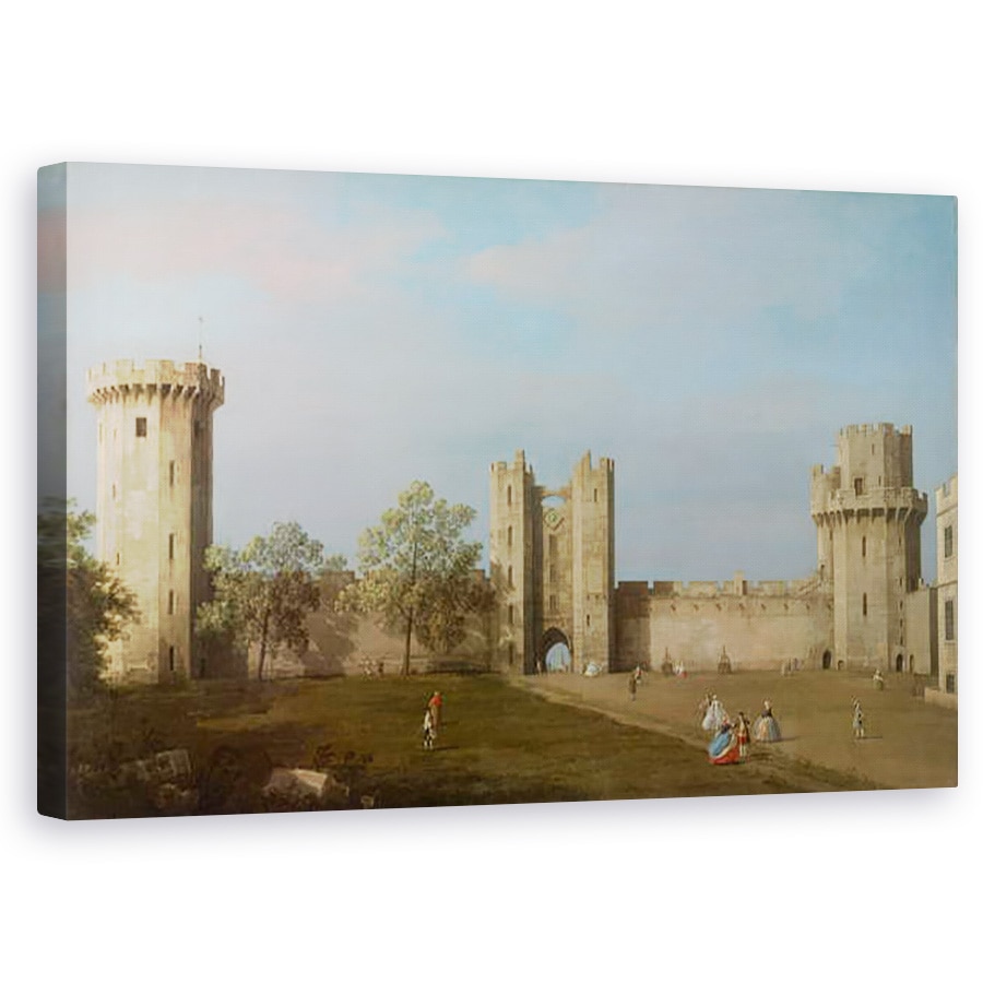 Tablou canvas - Canaletto - Castelul Warwick, Frontul de Est din curte, 60 x 100 cm
