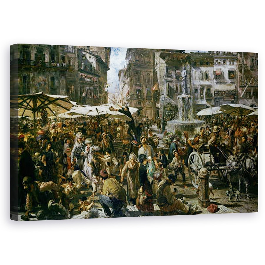 Tablou canvas - Adolph Friedrich Erdmann von Menzel - Piata din Verona, 60 x 100 cm
