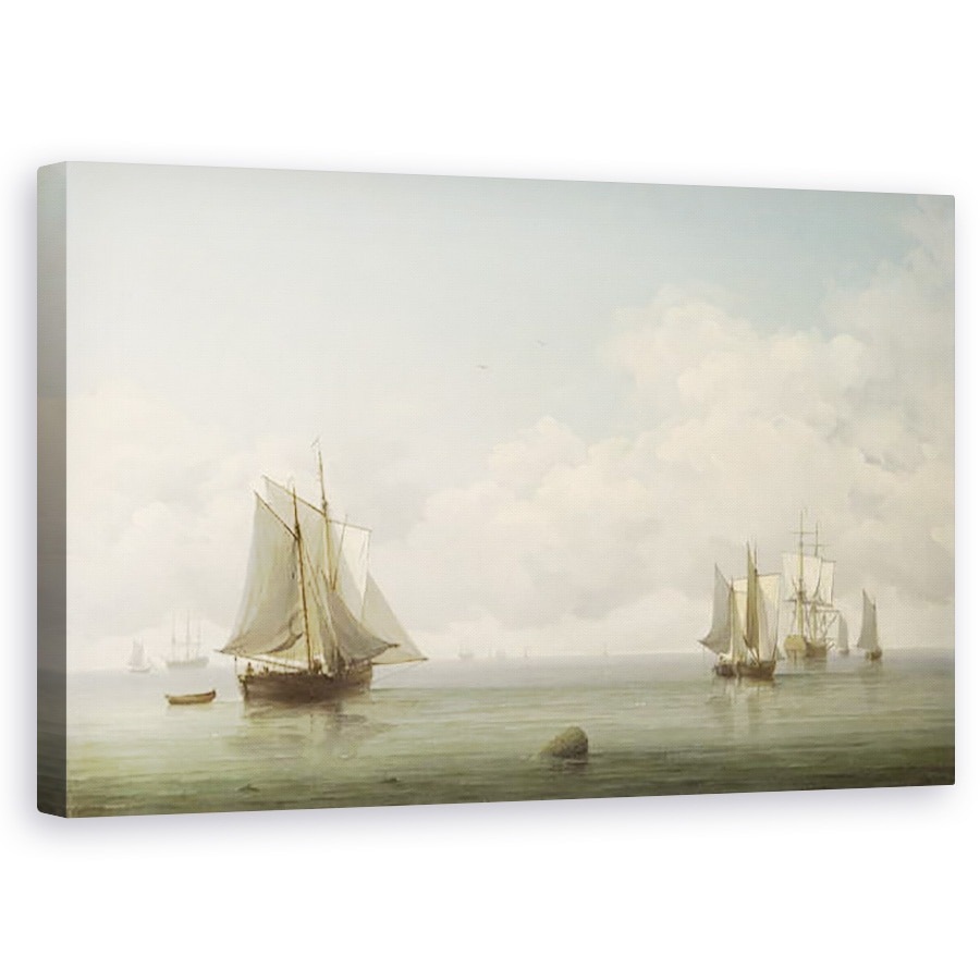 Tablou canvas - Charles Brooking - Barci de pescuit intr-o mare calma, 60 x 100 cm