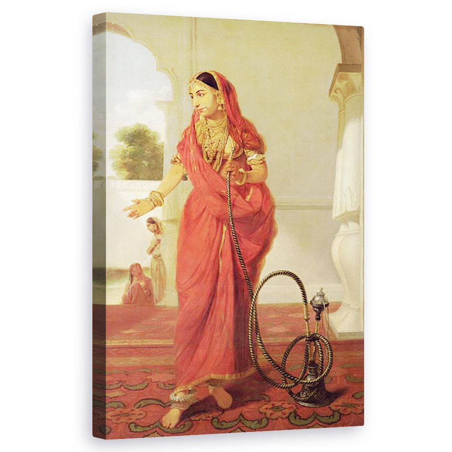Tablou canvas - Tilly Kettle - O fata de dans indian cu o narghilea, 50 x 80 cm