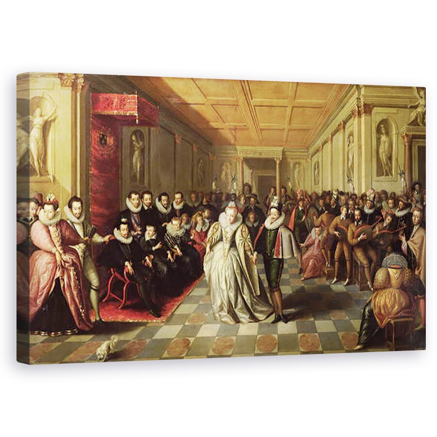 Tablou canvas - Scoala Franceza - Balul de la Curtea lui Henri al III-lea cu ocazia casatoriei lui Anne, Duce de Joyeuse, cu Marguerite de Vaudemont, 24 septembrie 1581, 60 x 100 cm