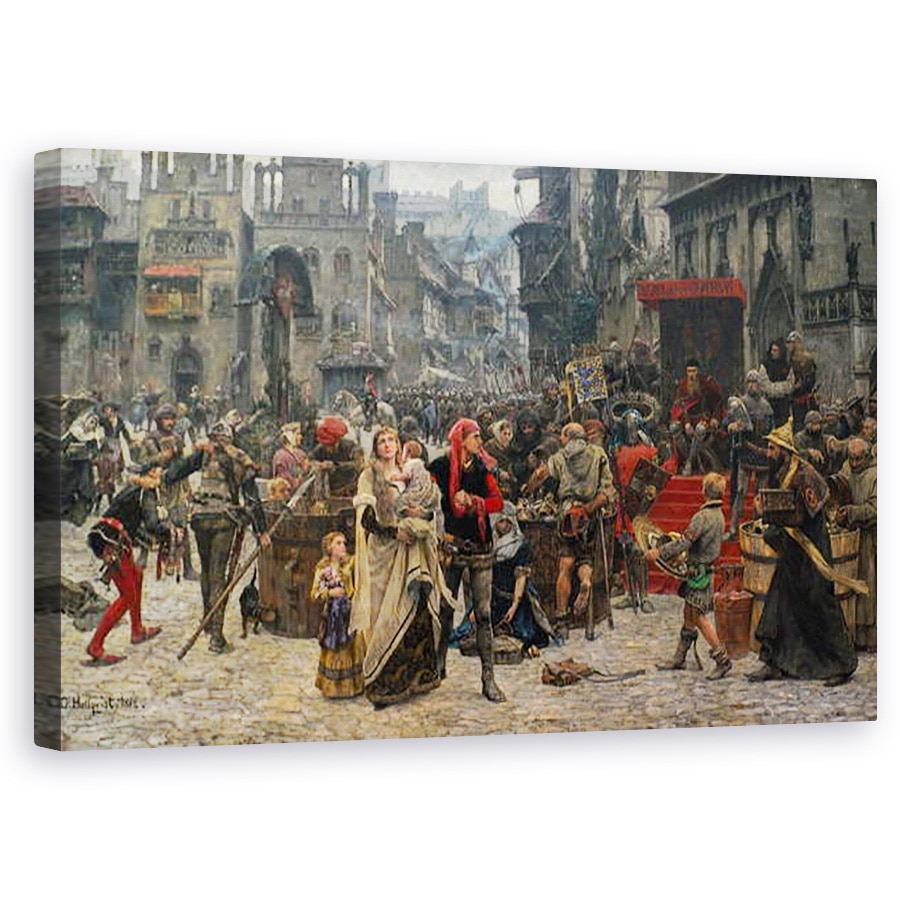 Tablou canvas - Carl Gustaf Hellqvist - Valdemar IV Atterdag c.1320-75 Holding Visby la rascumparare, 1361, 60 x 100 cm