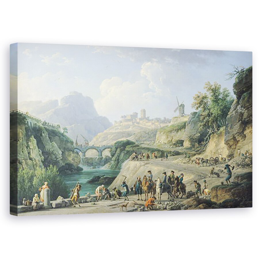 Tablou canvas - Claude Joseph Vernet - Constructia unui drum, 60 x 100 cm