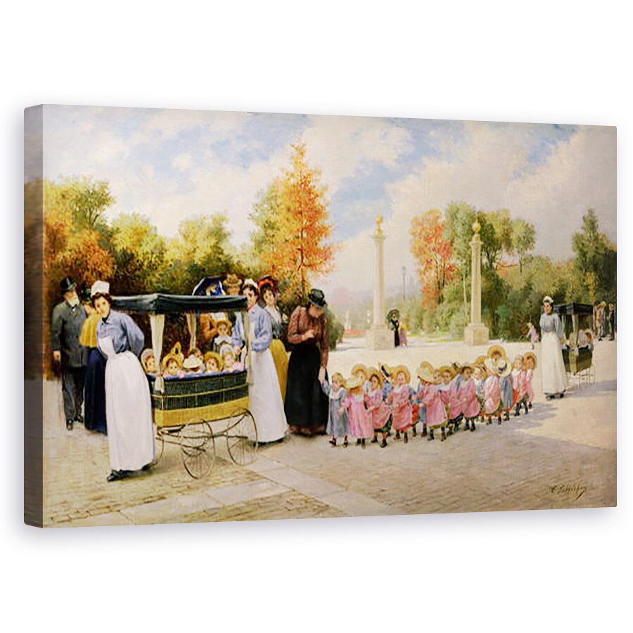 Tablou canvas - Timoleon Marie Lobrichon - Promenade des Enfants , 50 x 80 cm