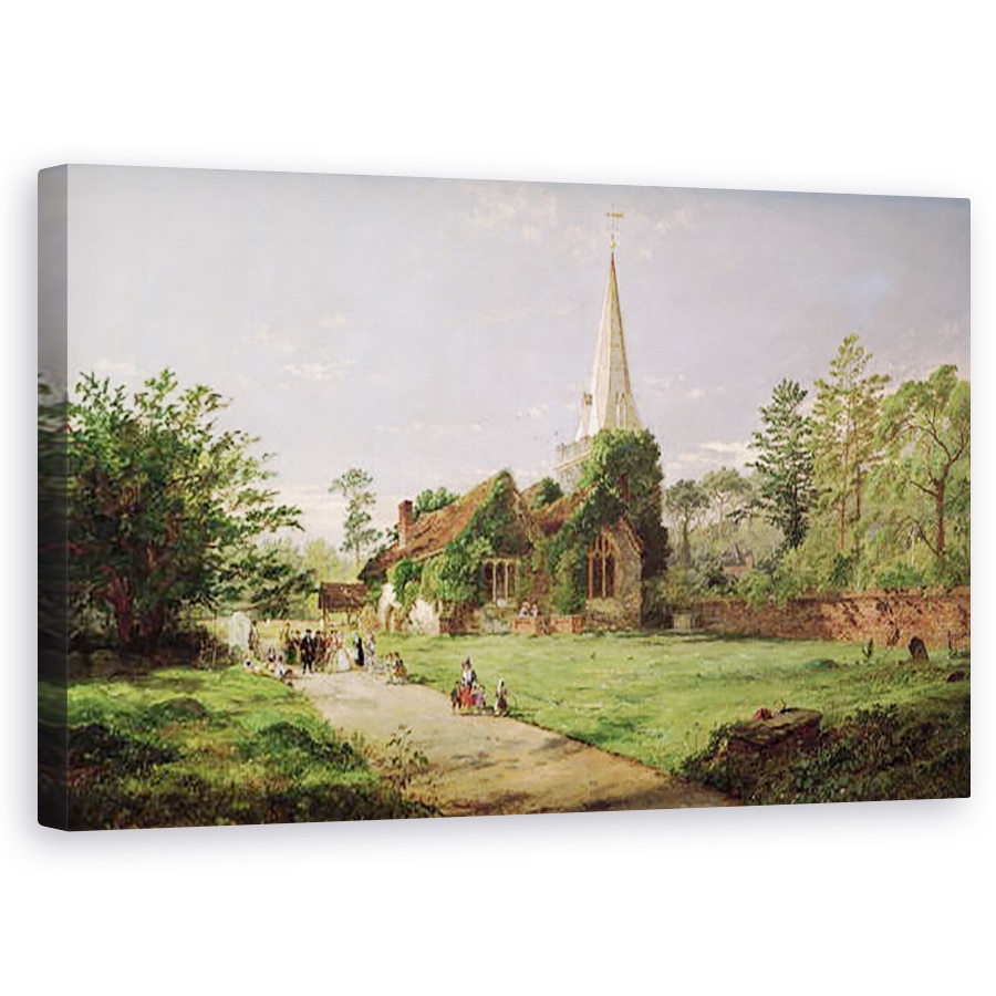 Tablou canvas - Jasper Francis Cropsey - Biserica Stoke Poges , 60 x 100 cm