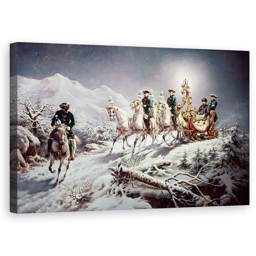 Tablou canvas - Karl Gottlieb Wenig - Ludwig II 1845-86 de Bavaria Sleighing pe timp de noapte de la Neuschwanstein la Linderhof, 50 x 80 cm