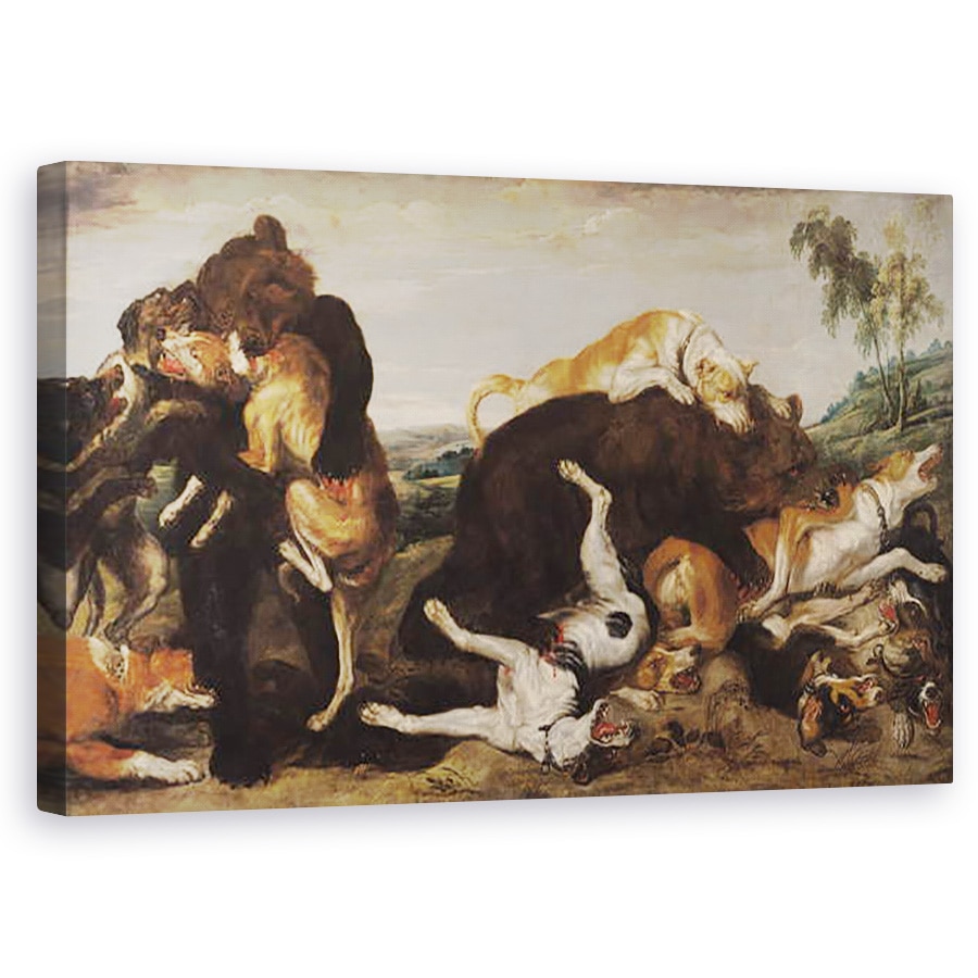 Tablou canvas - Paul de Vos - Hunt de urs sau, 60 x 100 cm