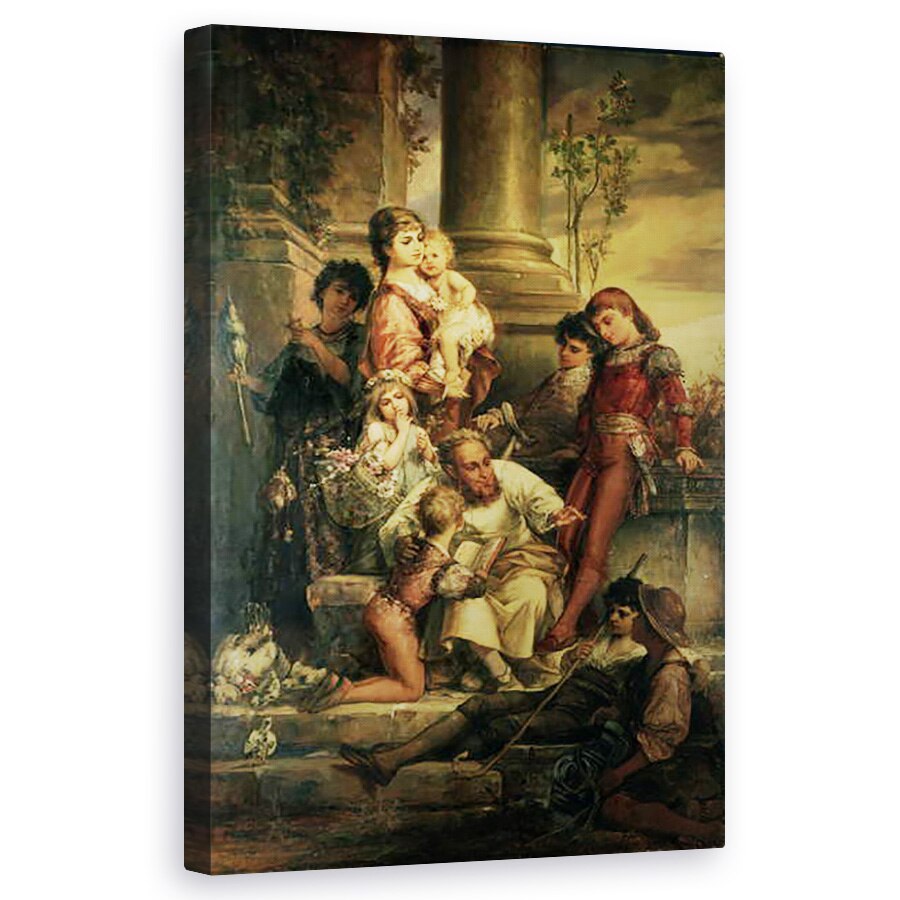 Tablou canvas - Arthur Fitger - Copilarie invata , 50 x 80 cm