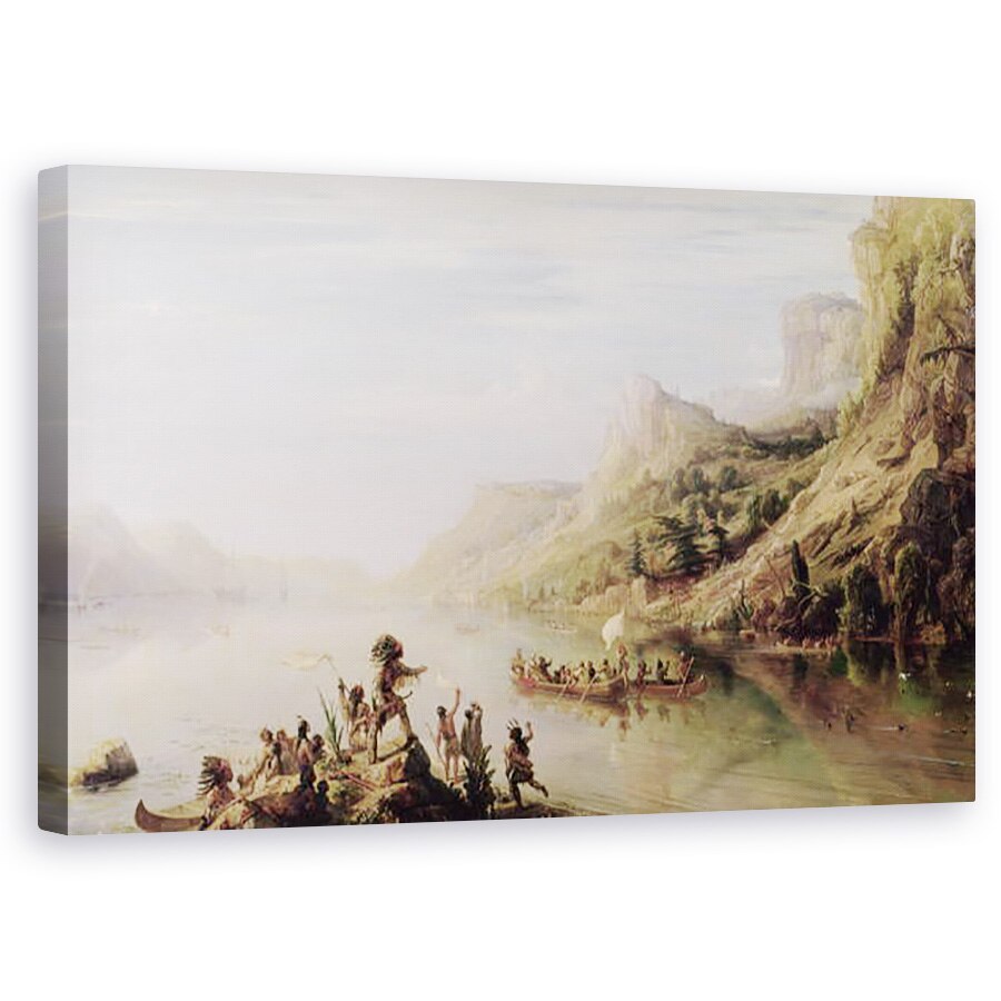 Tablou canvas - Jean Antoine Theodore Gudin - Jacques Cartier 1491-1557 Descoperirea raului St. Lawrence in 1535, 50 x 80 cm