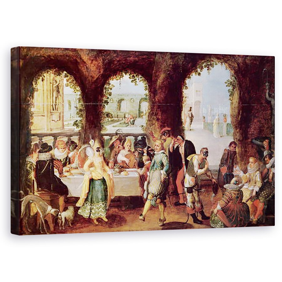 Tablou canvas - Scoala Flamanda - Comediantii italieni , 50 x 80 cm