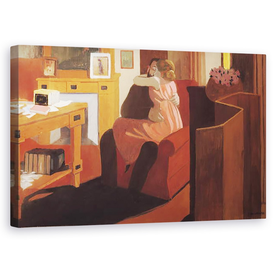 Tablou canvas - Felix Edouard Vallotton - Intimitate, Cuplu intr-un interior cu o partitie, 50 x 80 cm