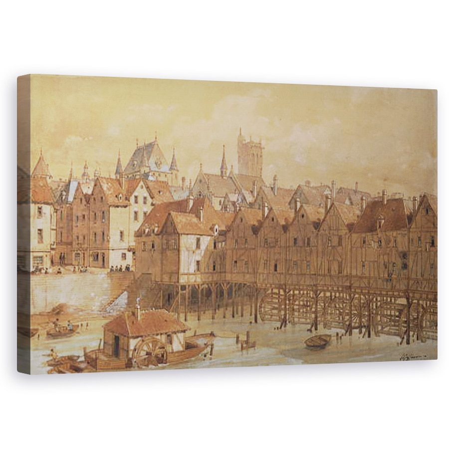 Tablou canvas - Theodor Josef Hubert Hoffbauer - Marele Chatelet si Pont aux Meuniers , 50 x 80 cm