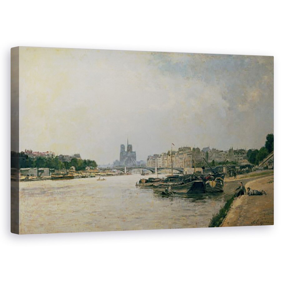 Tablou canvas - Stanislas Victor Edouard Lepine - Sena din Quai de la Rapee , 50 x 80 cm
