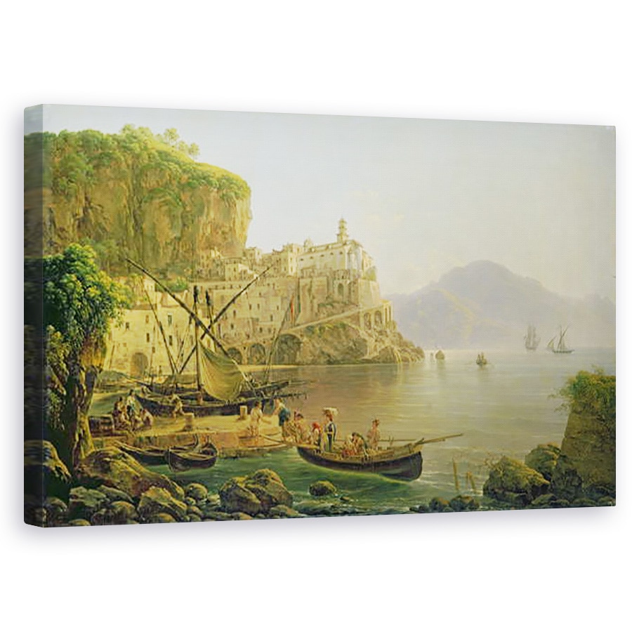 Tablou canvas - Joseph Rebell - Vedere spre Amrani pe Amalfi, 60 x 100 cm