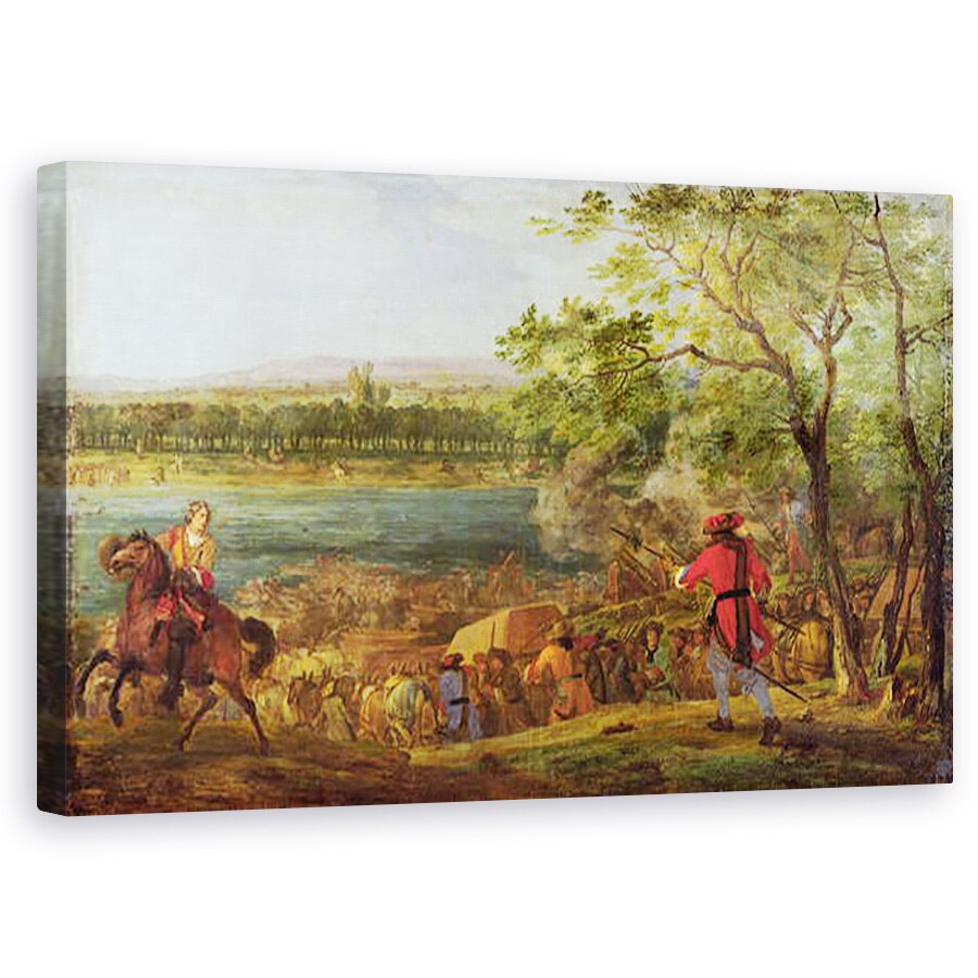 Tablou canvas - Adam Frans van der Meulen - Sosirea Pontonerilor pentru traversarea Rinului, 60 x 100 cm