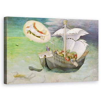 Tablou canvas - Gentile da Fabriano - Sfantul Nicolae salveaza o nava de la epava, panoul predella din Altarpiece Quaratesi, 50 x 80 cm Tablou canvas - Gentile da Fabriano - Sfantul Nicolae salveaza o nava de la epava, panoul predella din Altarpiece Quaratesi, 50 x 80 cm