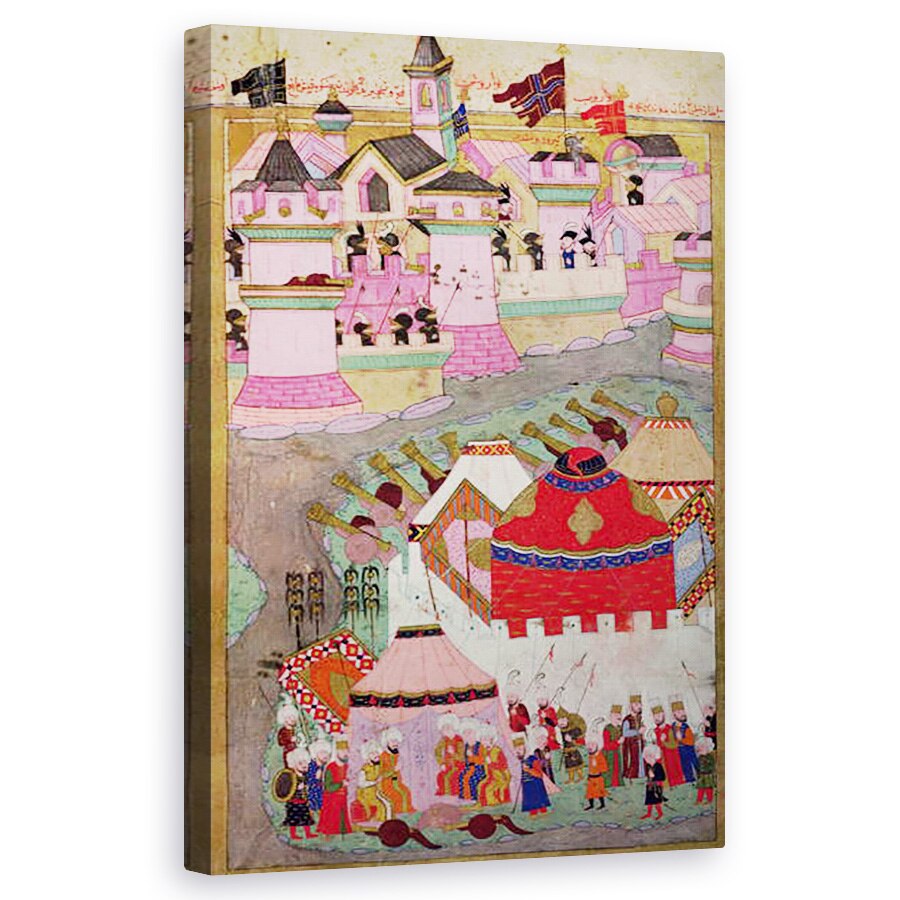 Tablou canvas - Scoala Islamica - TSM H.1524 Asediul Vienei de catre Suleyman I 1494-1566 Magnificul, in 1529, de la Hunername de Lokman, 60 x 100 cm