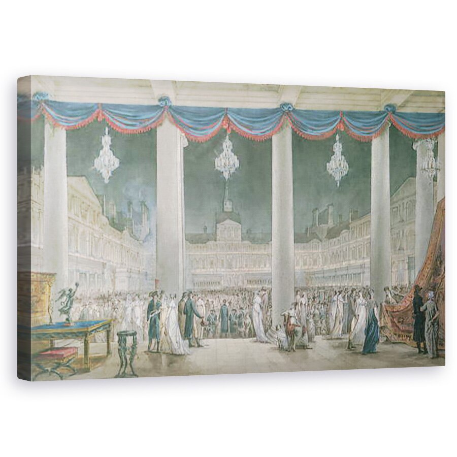 Tablou canvas - Scoala Franceza - Expozitia produselor industriei in curtea Luvru in 1801 , 60 x 100 cm