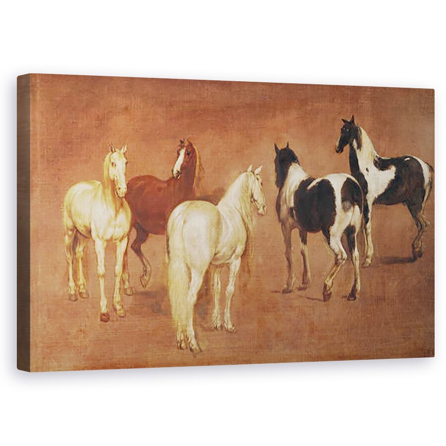 Tablou canvas - Adam Frans van der Meulen - Studiul celor cinci cai , 60 x 100 cm