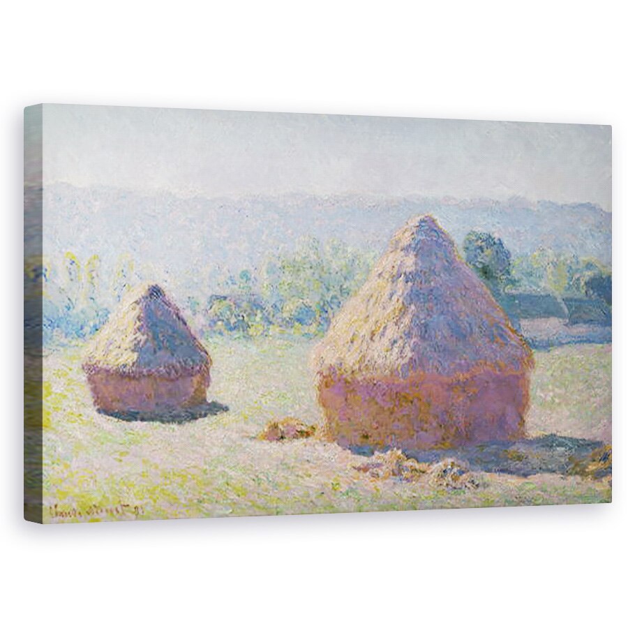 Tablou canvas - Claude Monet - Grainstacks la sfarsitul efectului de vara, dimineata, 60 x 100 cm
