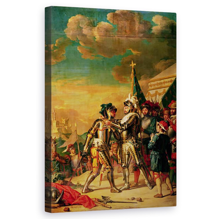 Tablou canvas - Nicolas Guy Brenet - Henri al II-lea 1519-59 Dand lantul ordinului Saint-Michel lui Gaspard de Saulx 1509-73 Conte de Tavannes, dupa batalia de la Rend, 13 august 1554, 60 x 100 cm