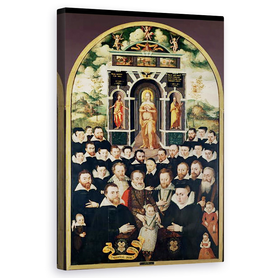 Tablou canvas - Mathieu Prieur - Panou alegoric reprezentand Fecioara, Henri IV 1553-1610 si curteni, donatori, 60 x 100 cm