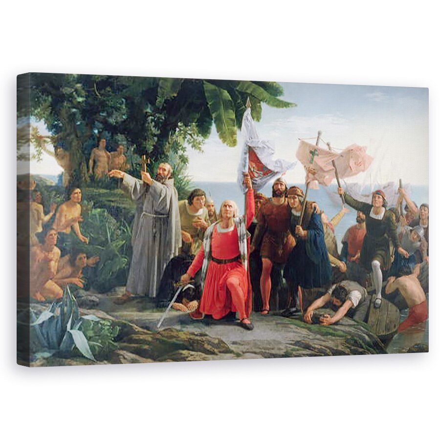 Tablou canvas - Dioscoro Teofilo Puebla Tolin - Prima aterizare a lui Cristofor Columb 1450-1506 in America, 60 x 100 cm