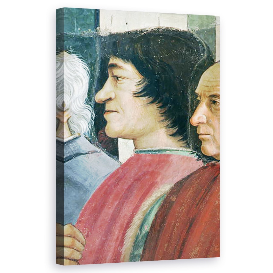 Tablou canvas - Domenico Ghirlandaio - Lorenzo Medici, Detaliu al Sfantului Francisc primind Regula Ordinului de la Papa Honorius, scena din ciclul vietii Sfantului Francisc de Assisi, 50 x 80 cm