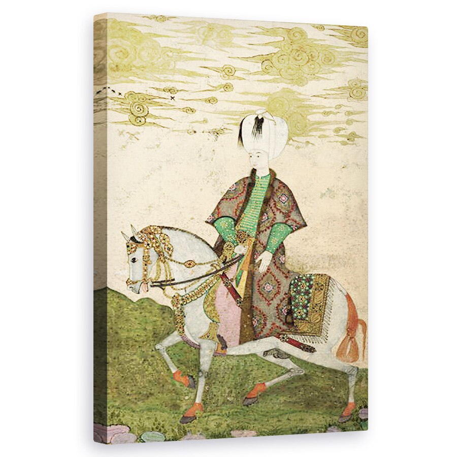 Tablou canvas - Nakshi - Portret ecvestru al sultanului Osman II 1603-22 1618 , 60 x 100 cm