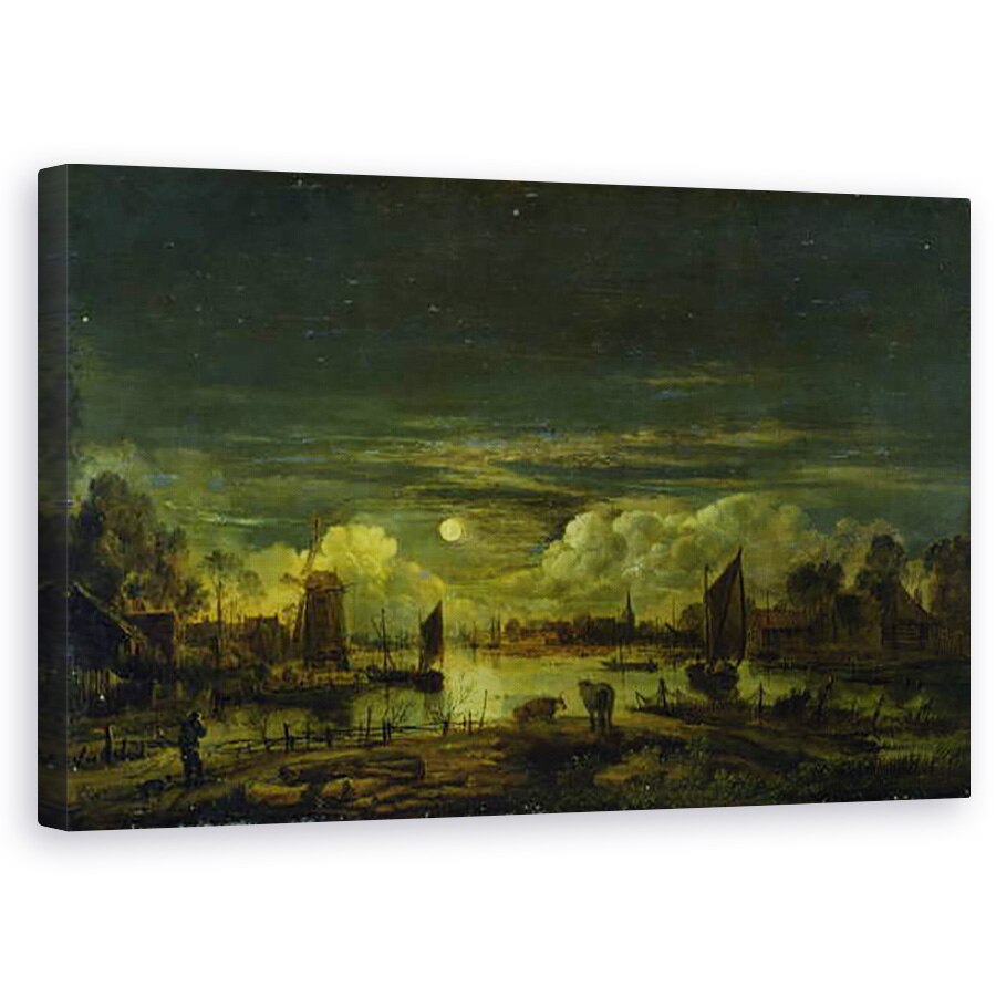 Tablou canvas - Aert van der Neer - Peisaj luminat de luna , 60 x 100 cm
