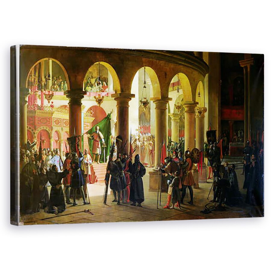 Tablou canvas - Francois-Marius Granet - Godfrey de Bouillon c.1060-1100 depunerea trofeelor lui Askalon in Biserica Sfantul Mormant, august 1099, 50 x 80 cm